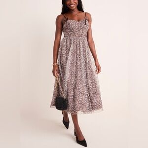 Mi Ami - Serena Leopard Tulle Midi Dress Size L